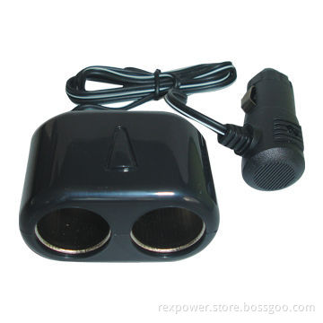 Two-dragged Cigarette Lighter Charger with 12 to 24V Input Voltage, 0.75m Charging Cable